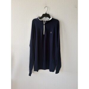 Deolax Mens Sz XL 1/4 Zip Long Sleeve Performance Golf Pullover Navy Blue